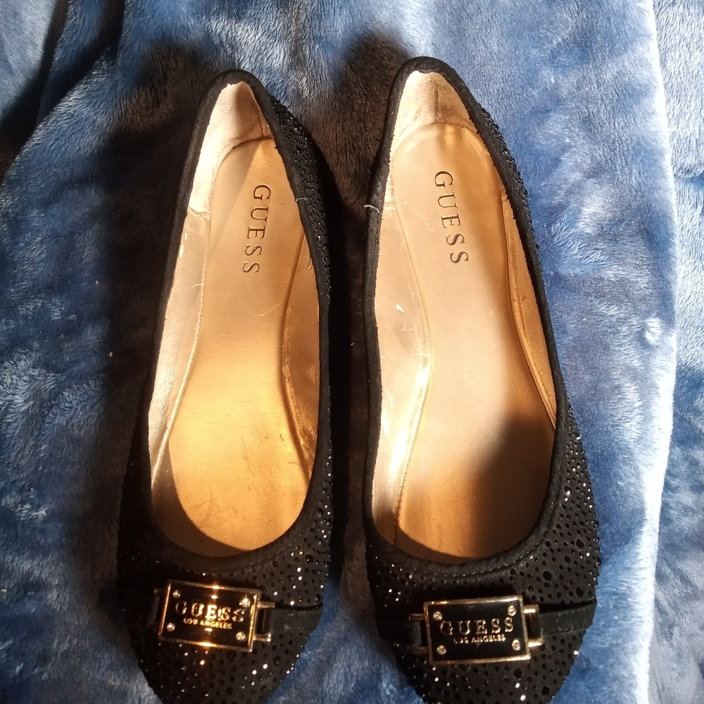 GUESS BLACK RHINESTONE BALLET FLATS
